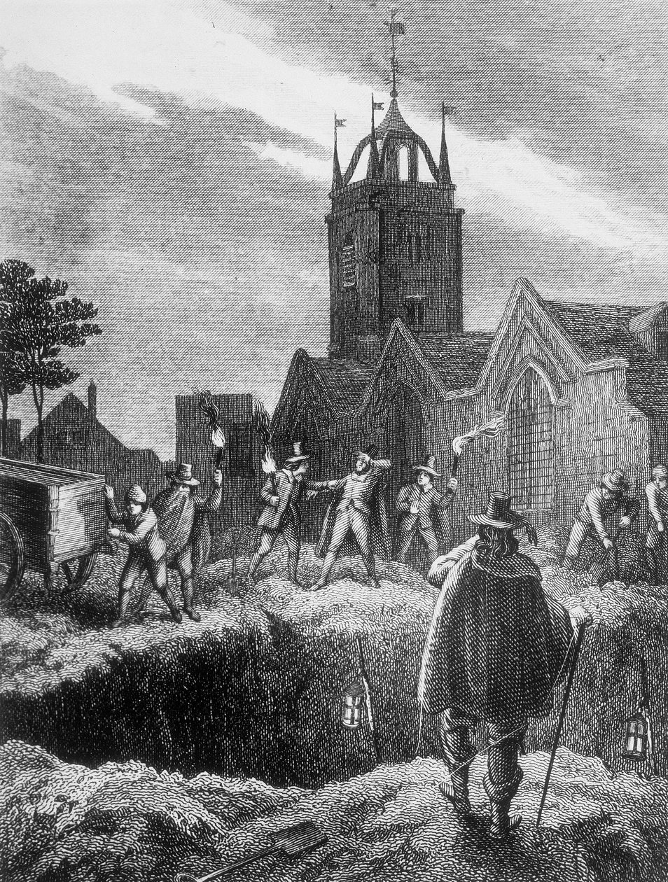 Egy tömegsír megtöltése éjjel a londoni pestisjárvány idején, 1665 alkotó: Unbekannt