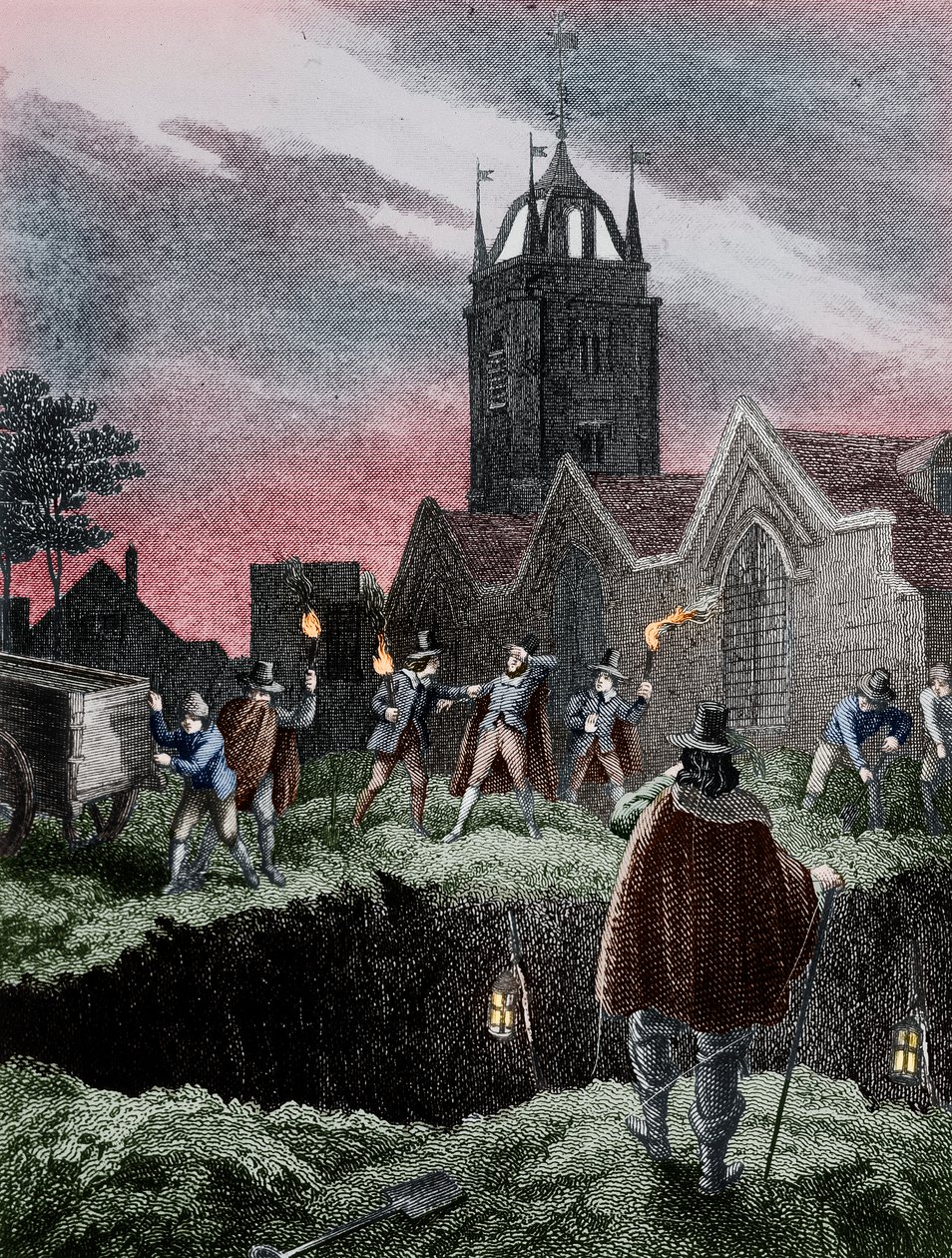 Egy tömegsír megtöltése éjjel a londoni pestisjárvány idején, 1665 alkotó: Unbekannt