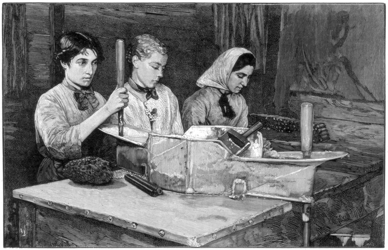 Patronok feltöltése dinamitporral Isletenben, Fluelen közelében, Svájcban, 1893 alkotó: Unbekannt
