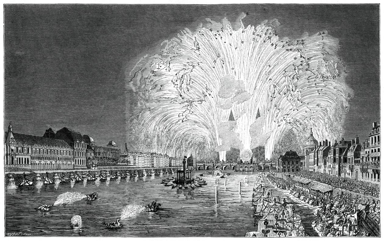 Tűzijáték a hídon, Párizs, 1754, 1885 alkotó: Unbekannt