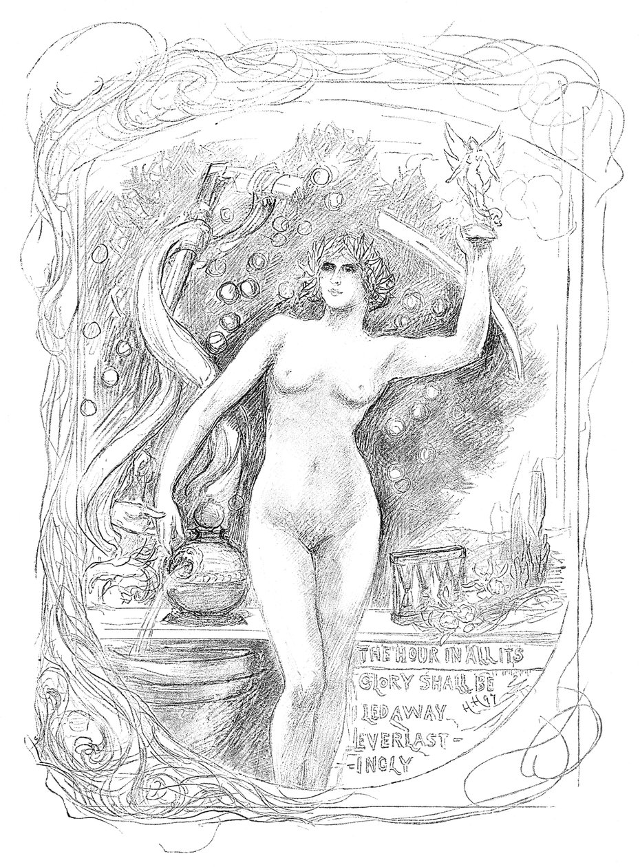 Az első vázlat a zománchoz A teljes dicsőségében töltött órát örökké elvezetik, 1899 alkotó: Unbekannt