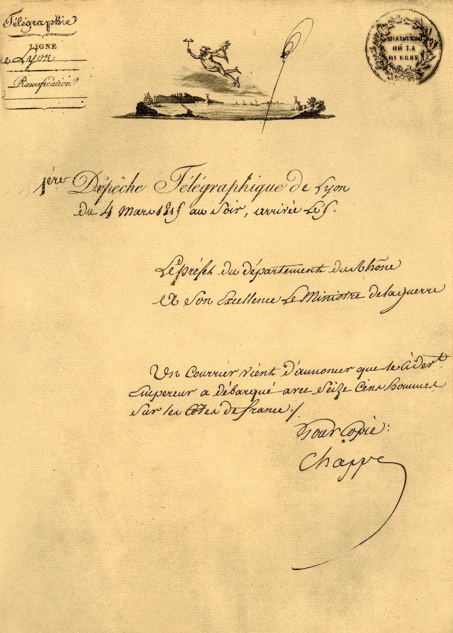 Első távíró küldetés Lyonból, 1815. március 4., 1921. alkotó: Unbekannt