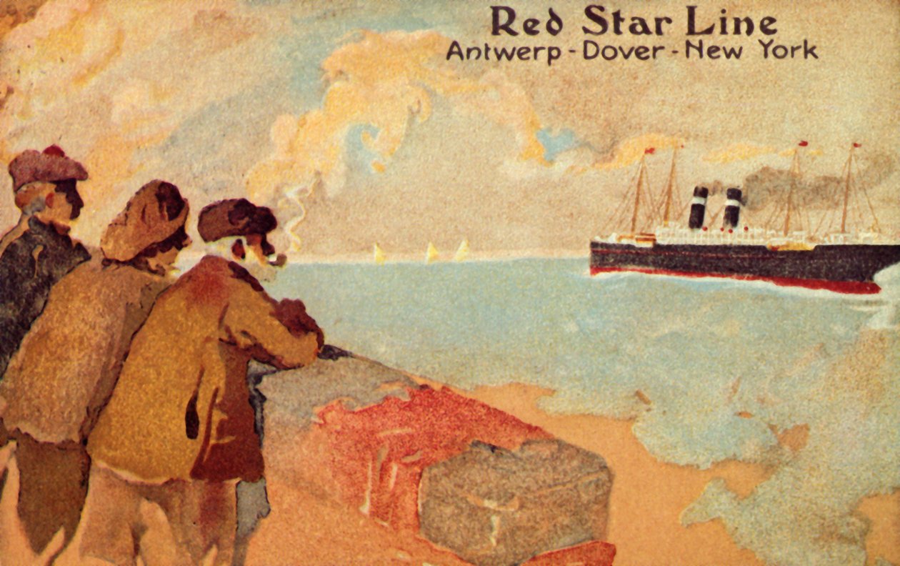 Halász és tengerészek egy Red Star óceánjárót néznek, c1900. alkotó: Unbekannt