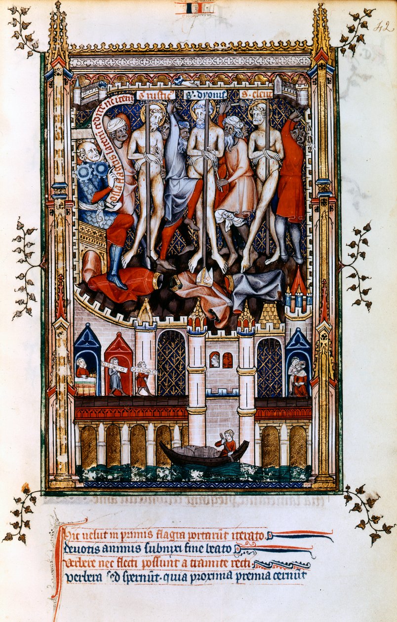 Szent Dénes, Szent Rusticus és Szent Eleutherius megkorbácsolása, 1317 alkotó: Unbekannt