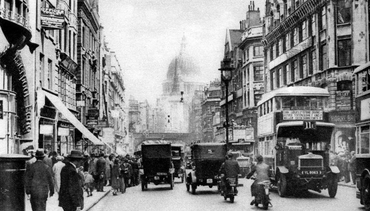 A Fleet Street a londoni Salisbury Court felől nézve, 1926-1927 alkotó: Unbekannt
