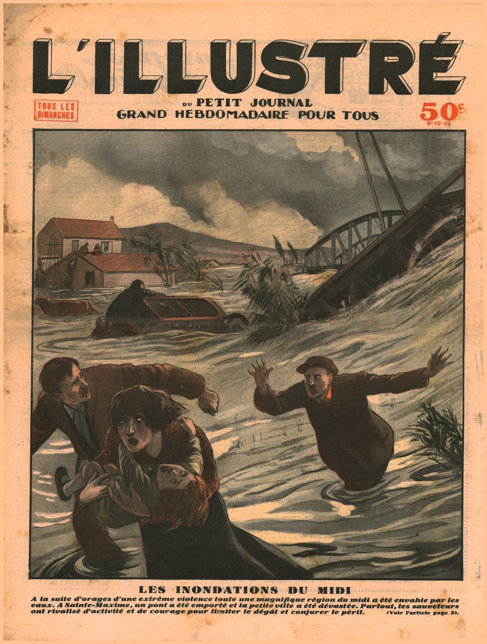 Árvíz Dél-Franciaországban, 1932. alkotó: Unbekannt
