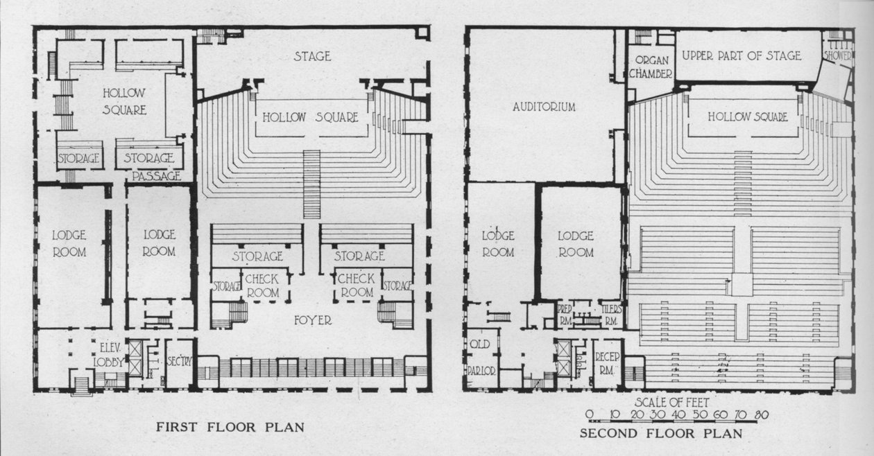 Alaprajzok, a szabadkőműves templom, Birmingham, Alabama, 1924 alkotó: Unbekannt