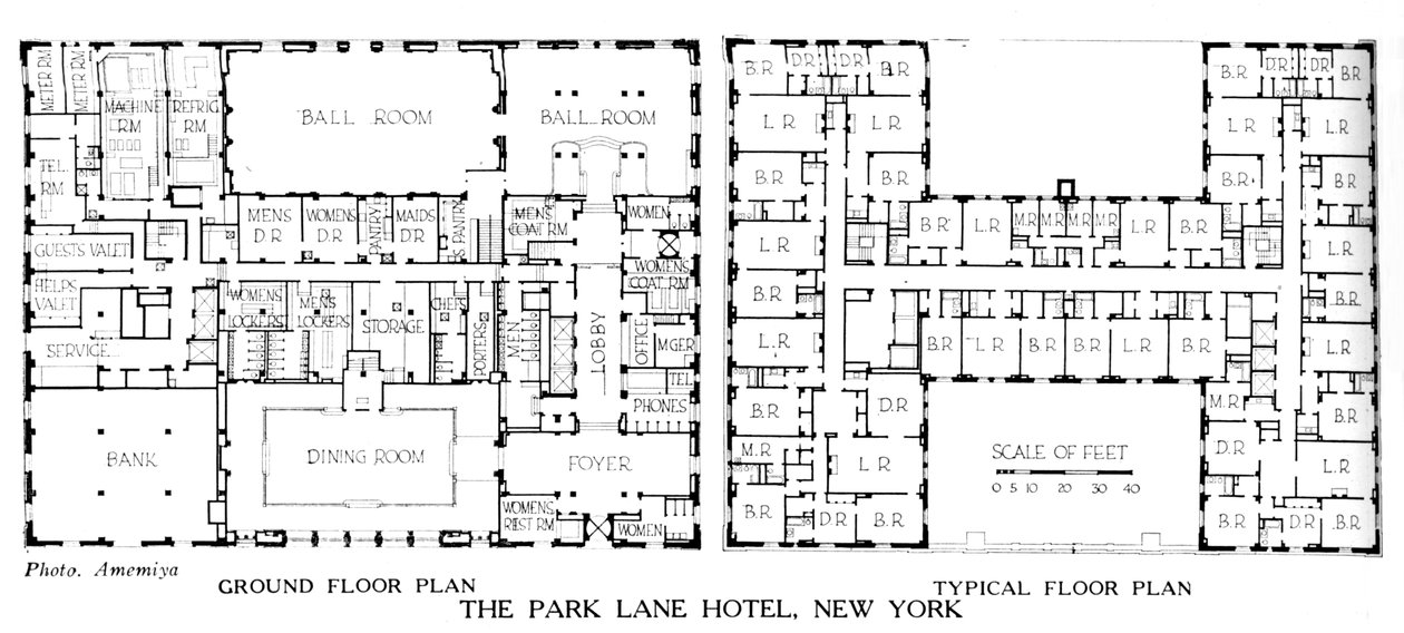 A Park Lane Hotel alaprajzai, New York City, 1924 alkotó: Unbekannt