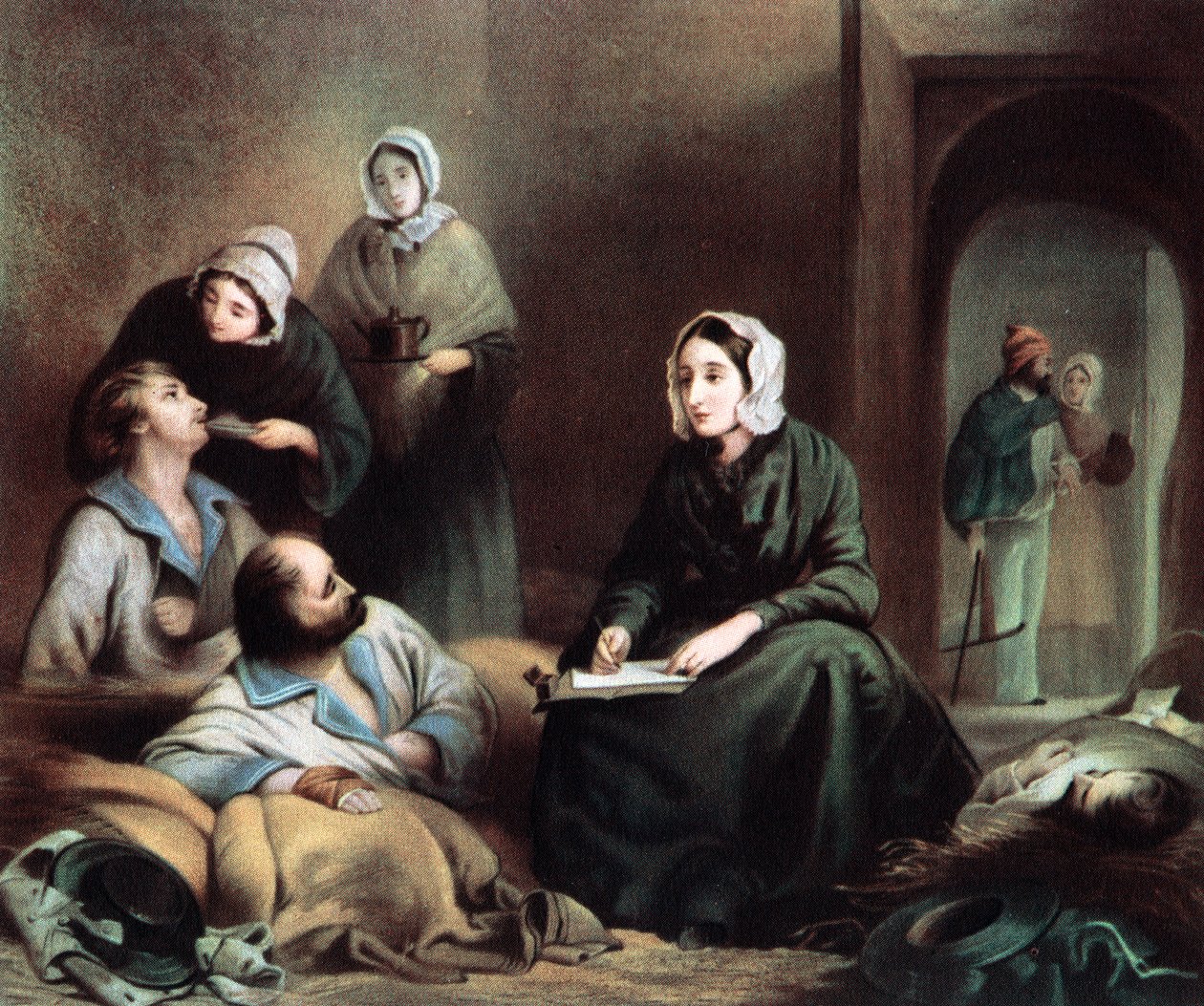 Florence Nightingale, brit ápolónő és kórházreformátor, a Scutari Kórházban, Törökországban, 1855 alkotó: Unbekannt