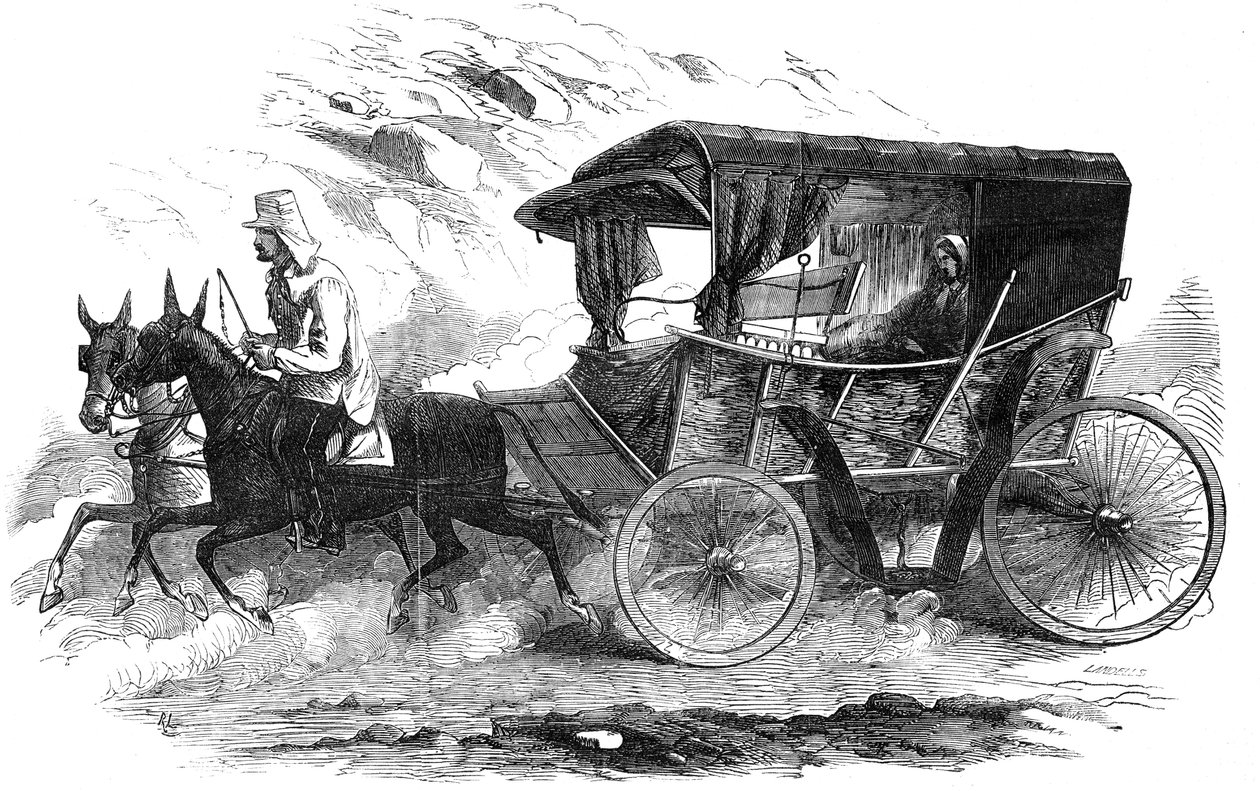 Florence Nightingale hintóján a Krím-félszigeten, 1856 alkotó: Unbekannt