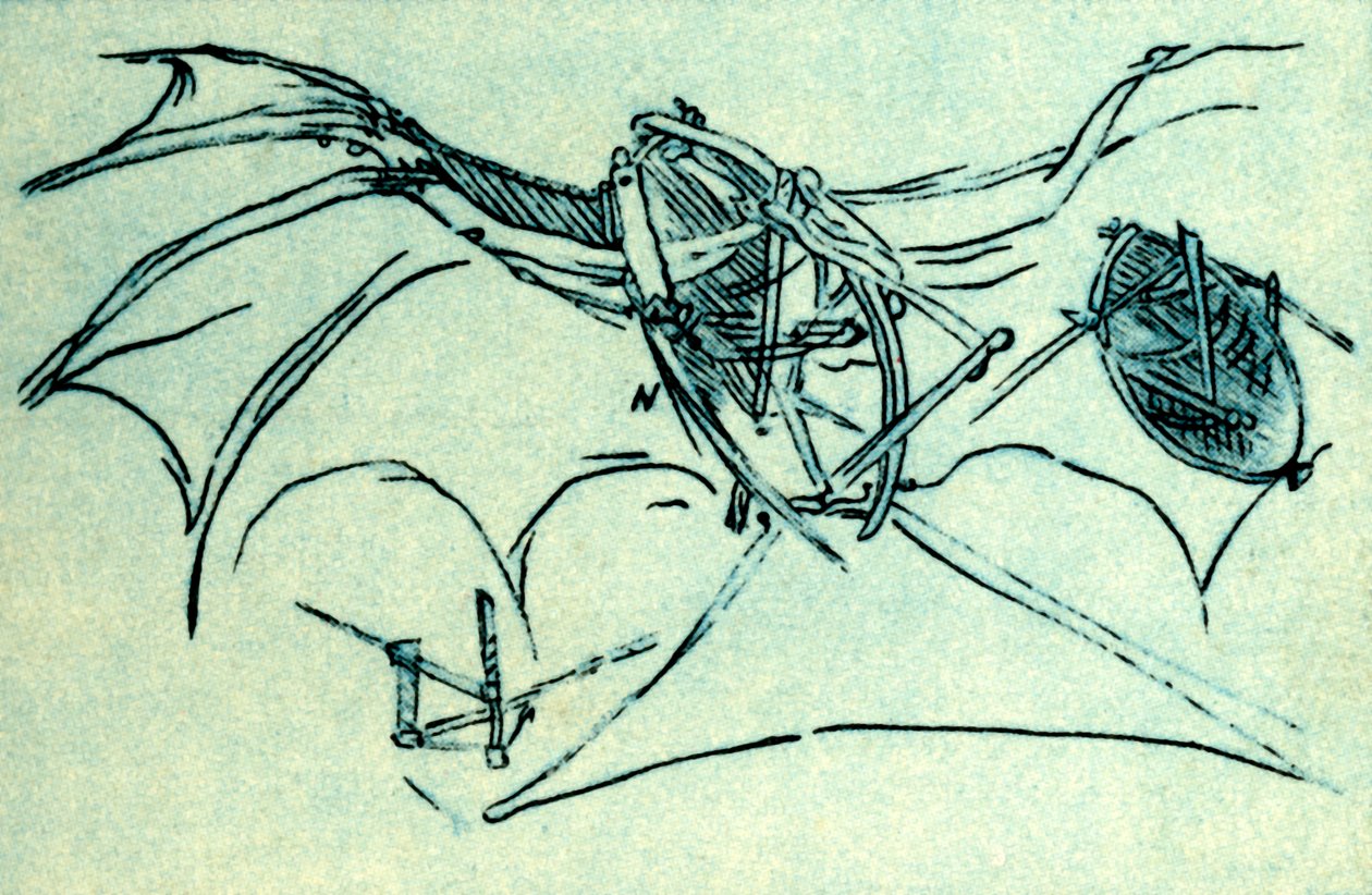 Leonardo da Vinci által tervezett repülő gép, c1485, 1932. alkotó: Unbekannt