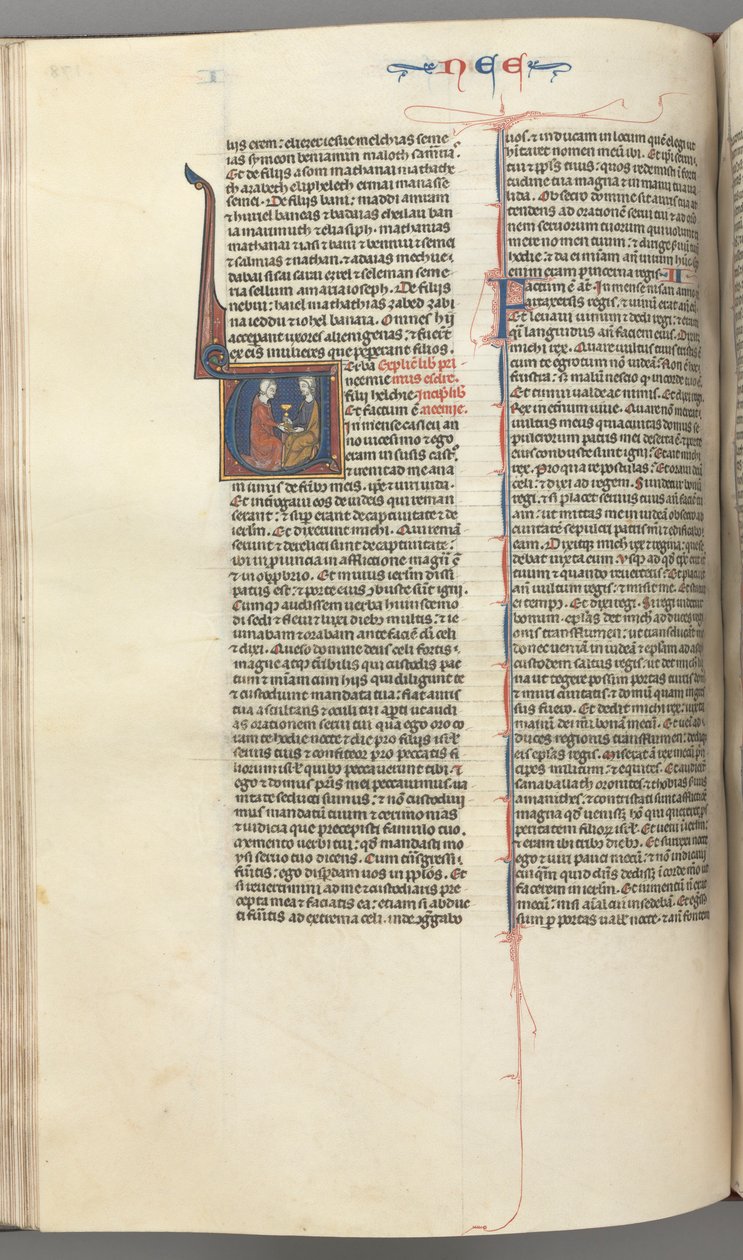 Fol. 178v, Nehémiás, történetíró kezdeti V, Nehémiás átadja az aranypoharat Artaxerxésznek, kb. 127 alkotó: Unbekannt