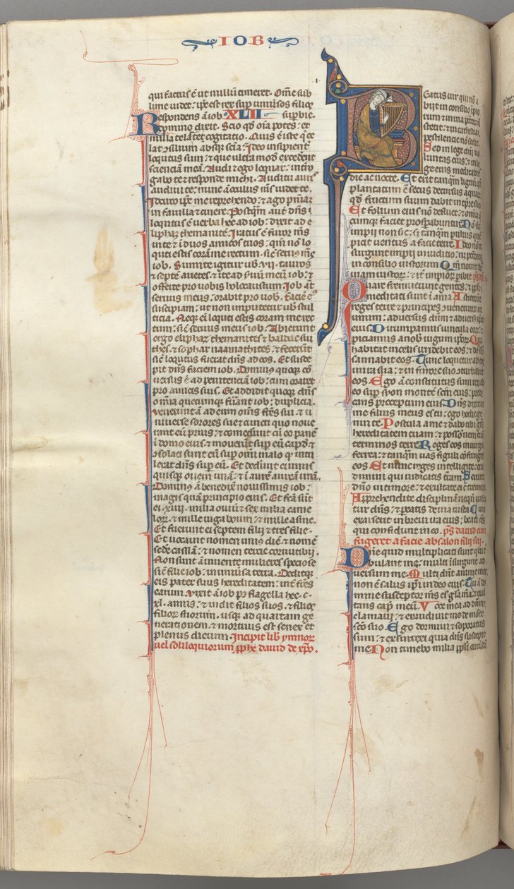 Fol. 214v, 1. zsoltár, historikus kezdeti 8, David harping, c. 1275-1300. alkotó: Unbekannt