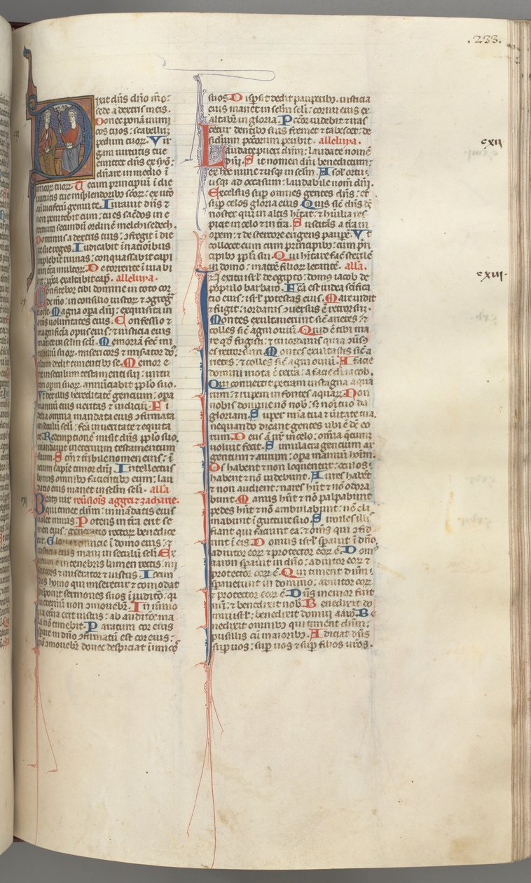 Fol. 233r, 109. zsoltár, historikus kezdetű D, Isten, az Atya és a Fiú..., c. 1275-1300. alkotó: Unbekannt