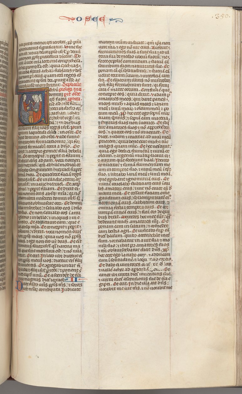 Fol. 350r, Hóseás, történetíró kezdeti V, Hóseás prédikál három férfinak. , c. 1275-1300. alkotó: Unbekannt