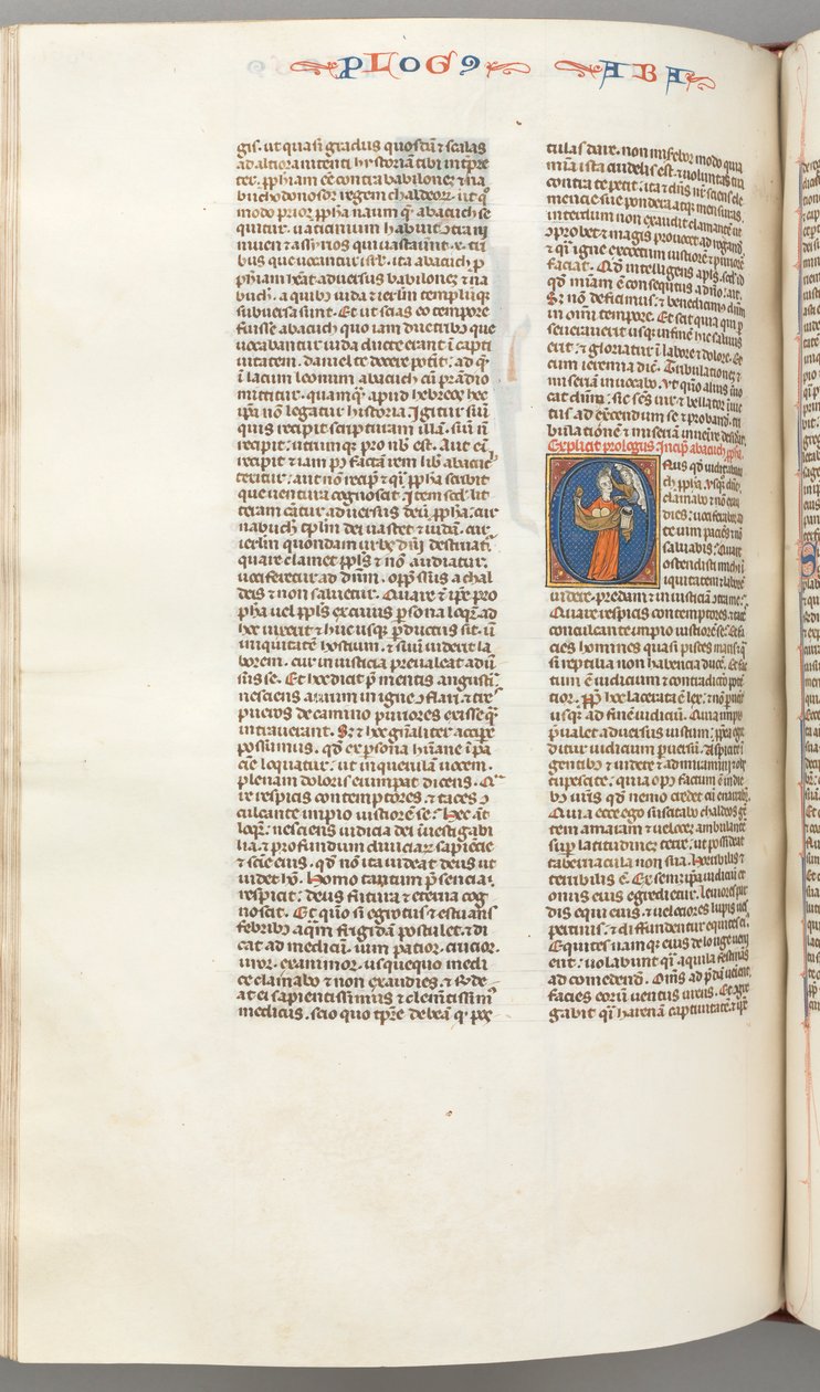 Fol. 361v, Habbakuk, történeti kezdetű O, Habbakuk kezében egy kosár és két kő..., c. 1275-130 alkotó: Unbekannt