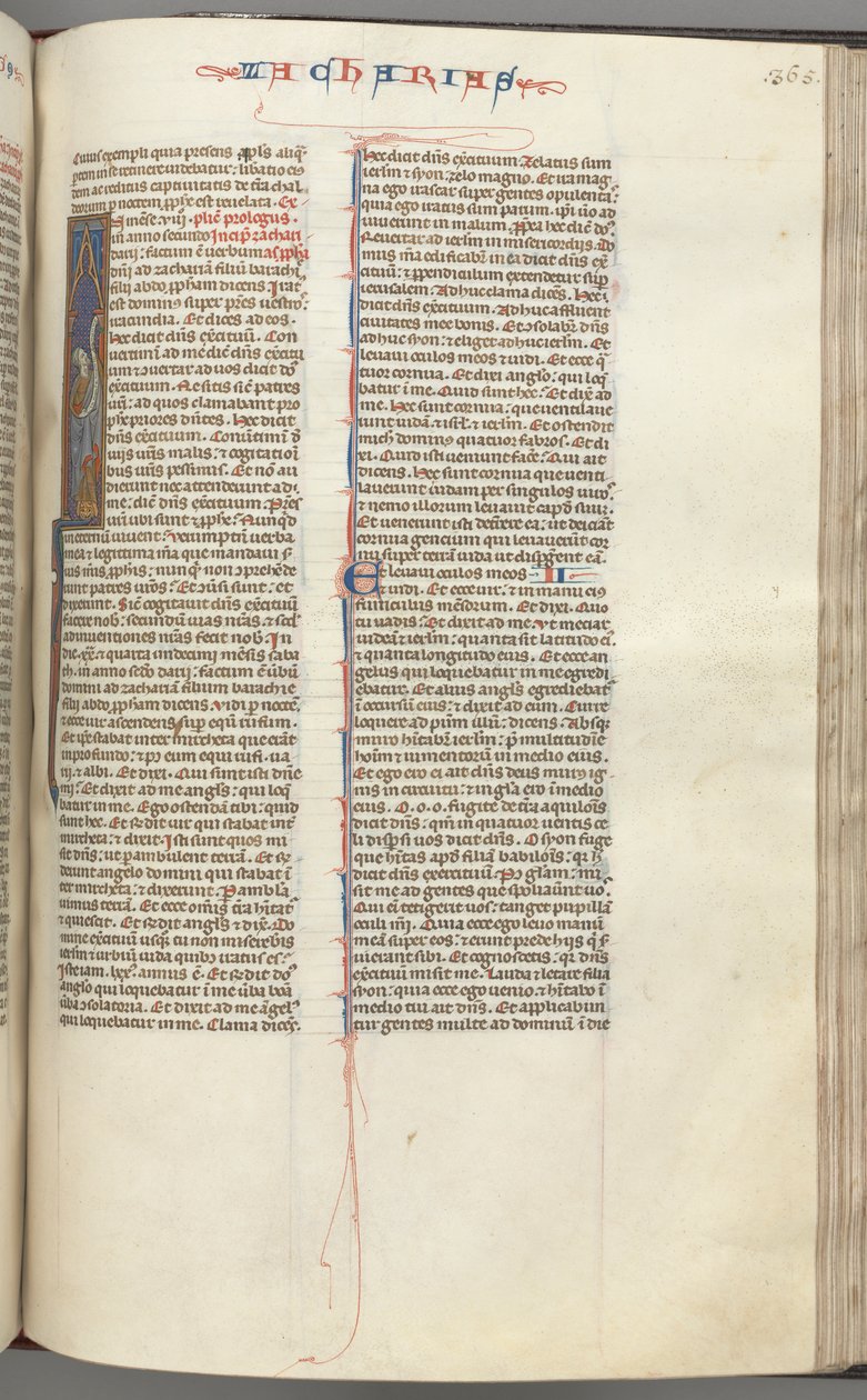 Fol. 365r, Zakariás, történeti kezdetű I, Zakariás tekercssel áll, kb. 1275-1300. alkotó: Unbekannt
