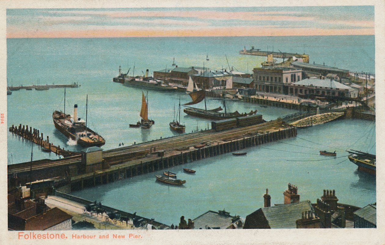 Folkestone. Harbour and New Pier, 19. század vége – 20. század eleje alkotó: Unbekannt