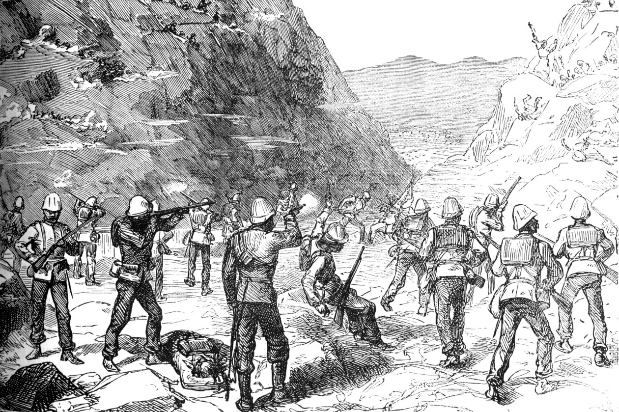 Az afgánok által megtámadt 67. táplálékkereső párt, 1879. november 9., c1880 alkotó: Unbekannt