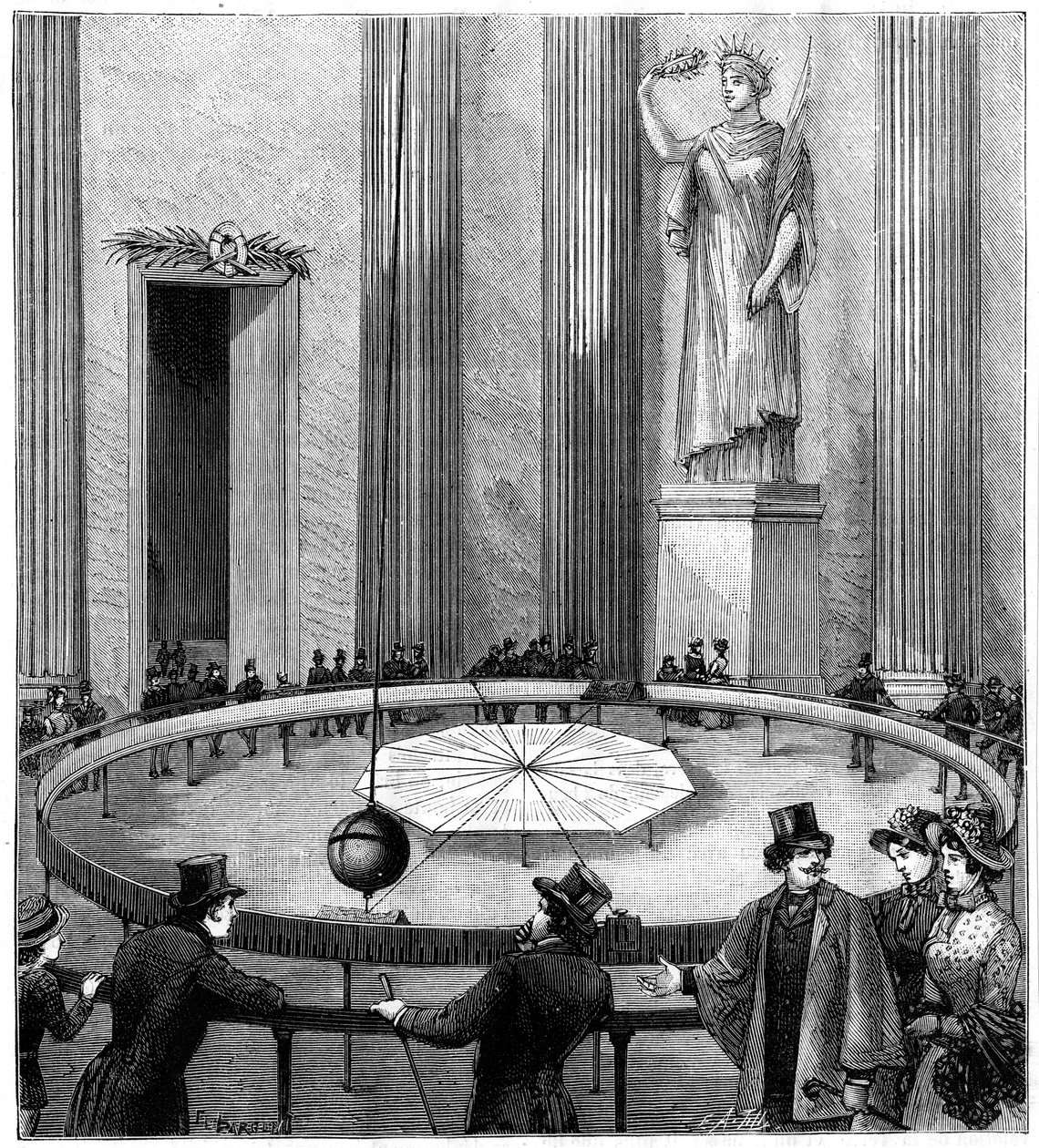 Foucault ingájával demonstrálja a Föld forgását, Párizs, 1851 1887 alkotó: Unbekannt