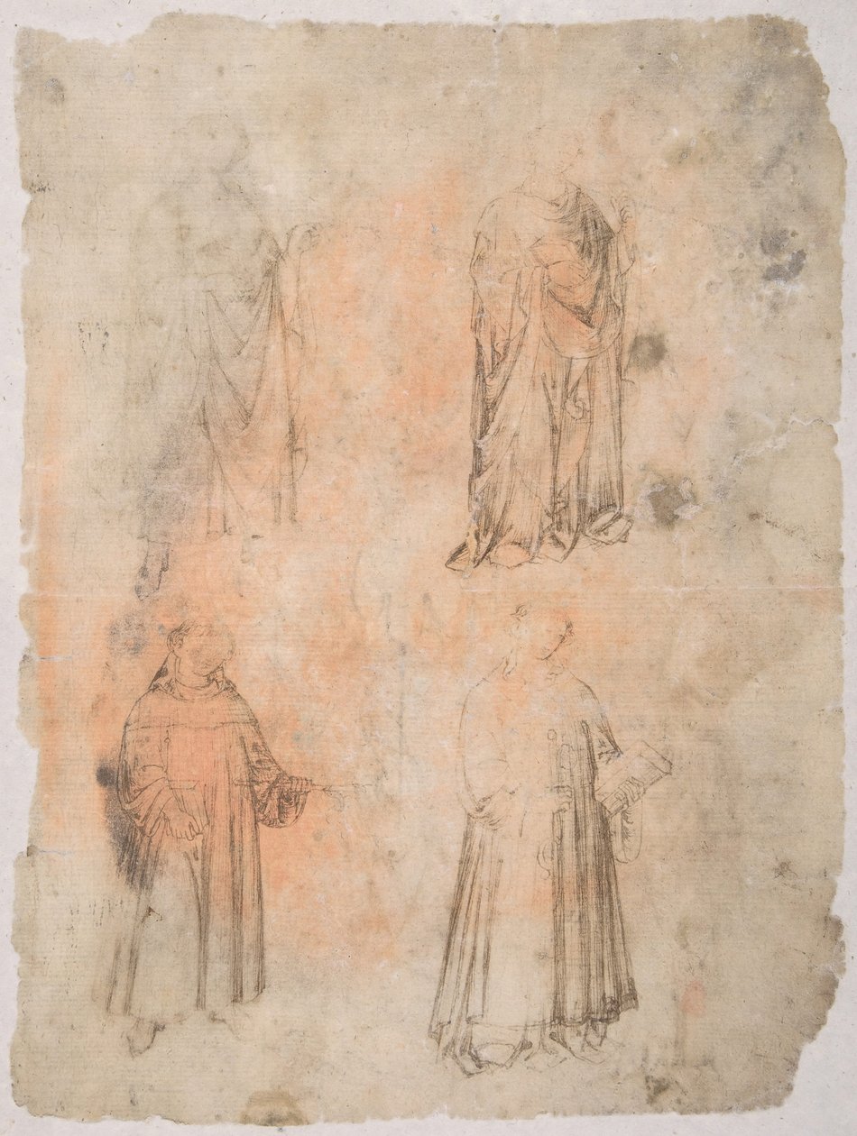 Négy szent recto, két szent, ülő Madonna és térdelő alak verso, 14. század. alkotó: Unbekannt
