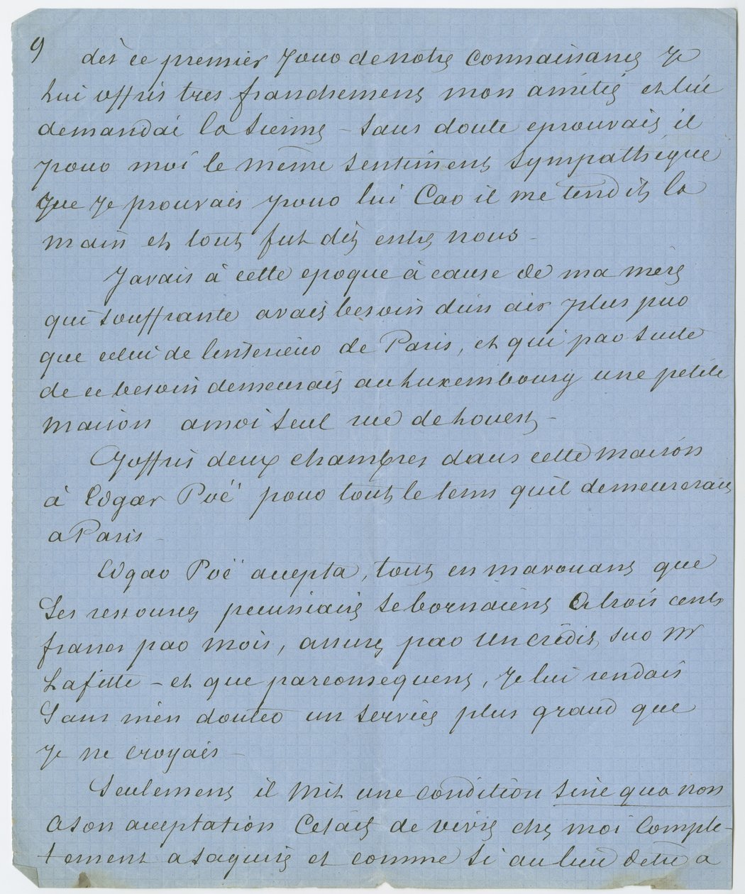 Az előszó töredéke, mint a kiadvány többi része, Mrs. a nápolyi rendőrprefektusok, amely leírja, hogy Dumas 1832-ben Párizsban találkozott Poe-val (tintával papíron) alkotó: Unbekannt