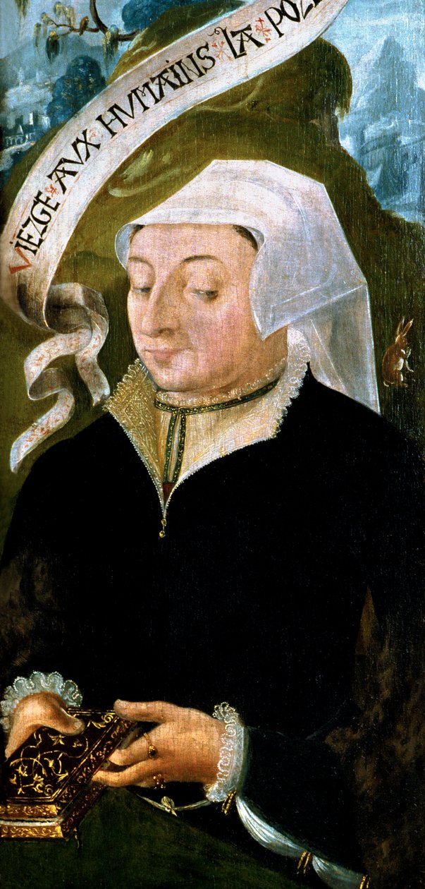 Franciaország - Somme - 80. osztály - Abbeville - DR Musee Boucher de Perthes - Jean de Mourette asszony portréja - Saint Vulfran tripsztikus részlete alkotó: Unbekannt