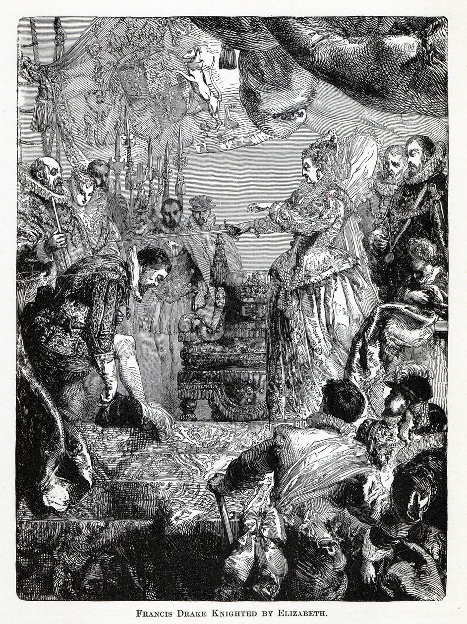 Francis Drake-et Elizabeth lovaggá ütötte, 1882 alkotó: Unbekannt
