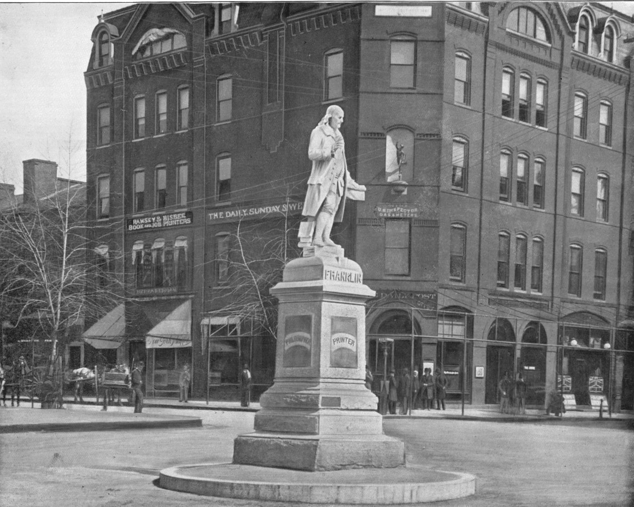 Franklin-szobor, Washington DC, USA, 1900 körül. alkotó: Unbekannt