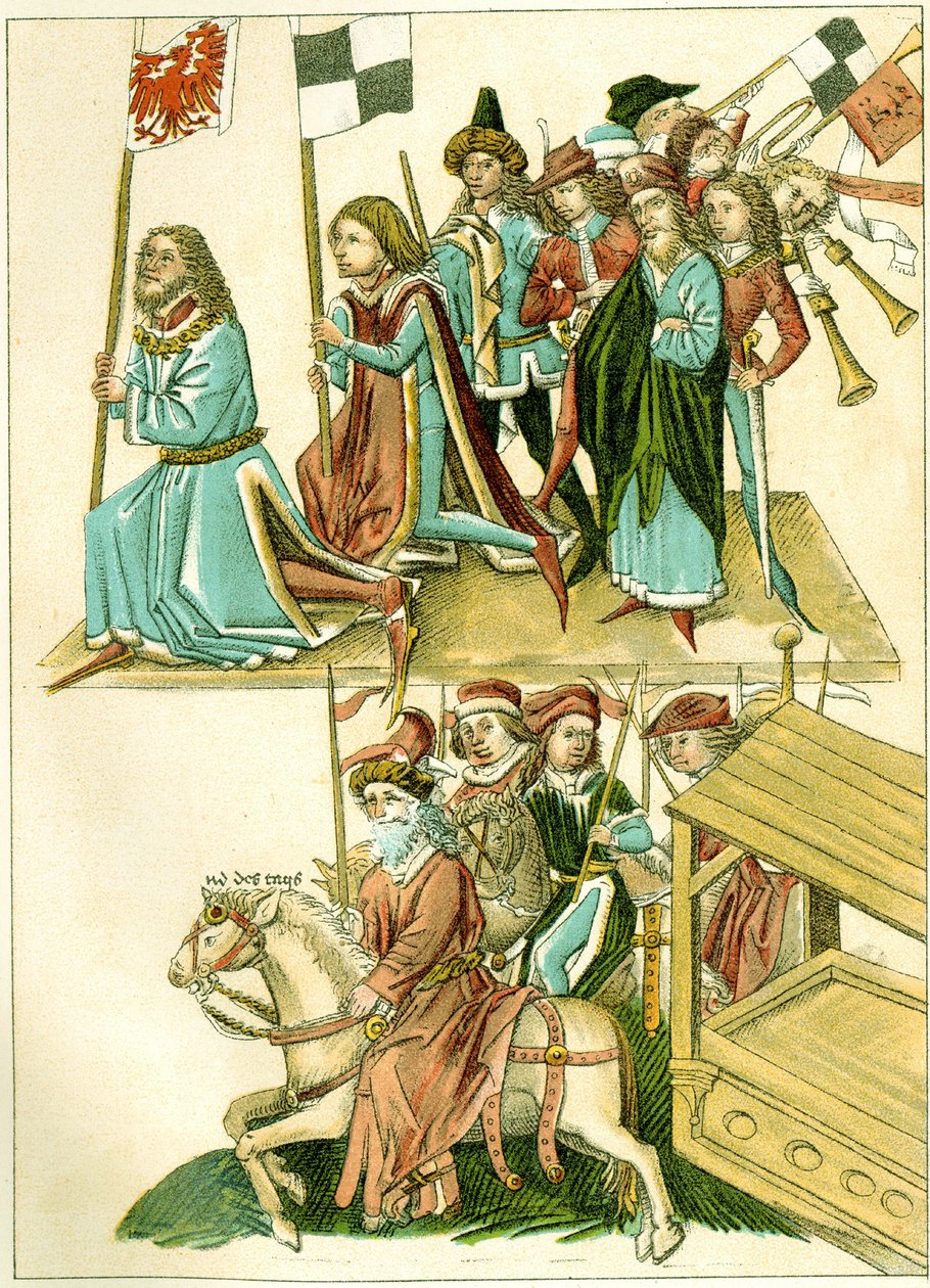I. Frigyes megkapja egy illusztráció brandenburgi másolatát a Richentalok illusztrált krónikájából, kb. 1440 alkotó: Unbekannt