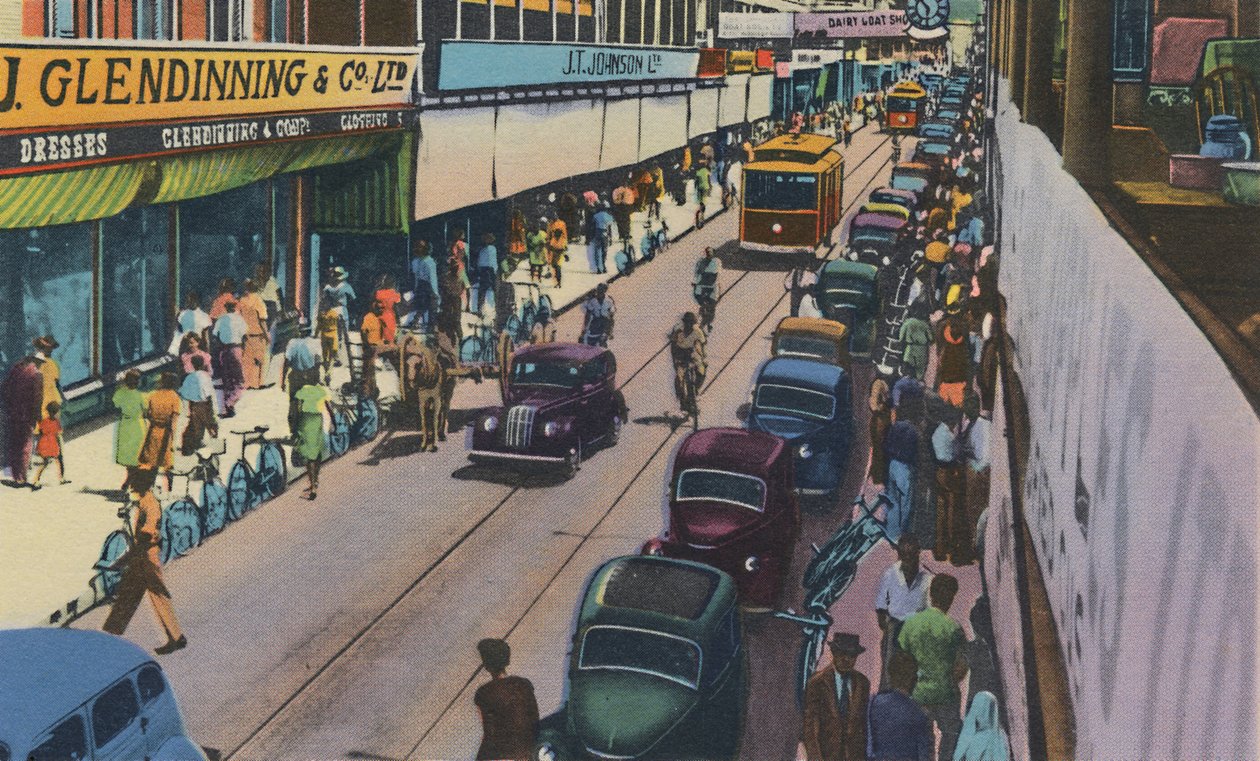 Frederick Street, Port of Spain, Trinidad, B.W.I., 1940-es évek. alkotó: Unbekannt