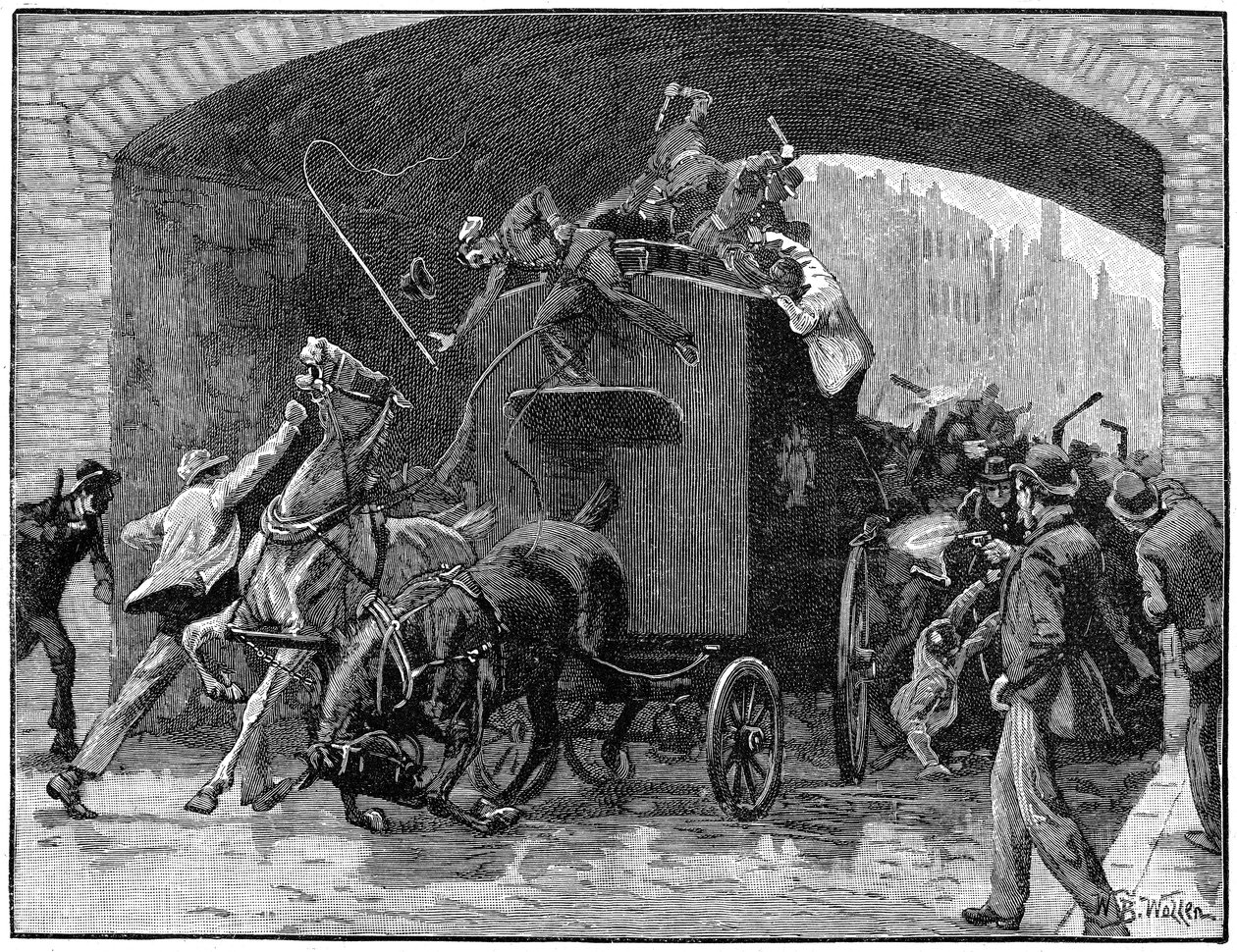 A Fenian Conspiracy vezetőinek kiszabadítása egy rendőrautóból, Hyde Street, Manchester, 1867 alkotó: Unbekannt