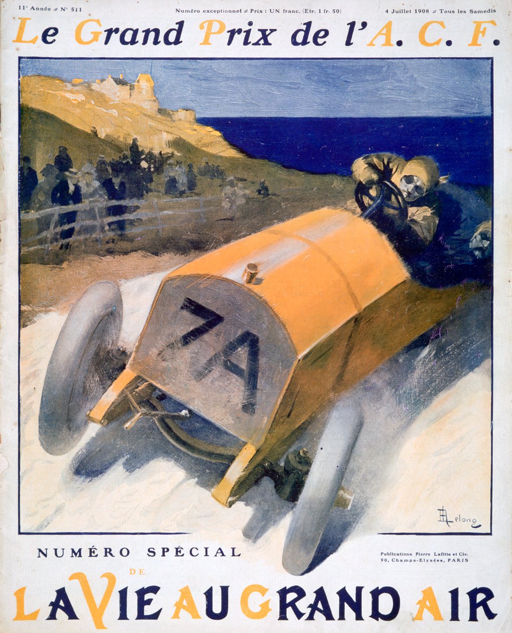 Francia Nagydíj, a La Vie au Grand Air magazin borítója, 1908 alkotó: Unbekannt