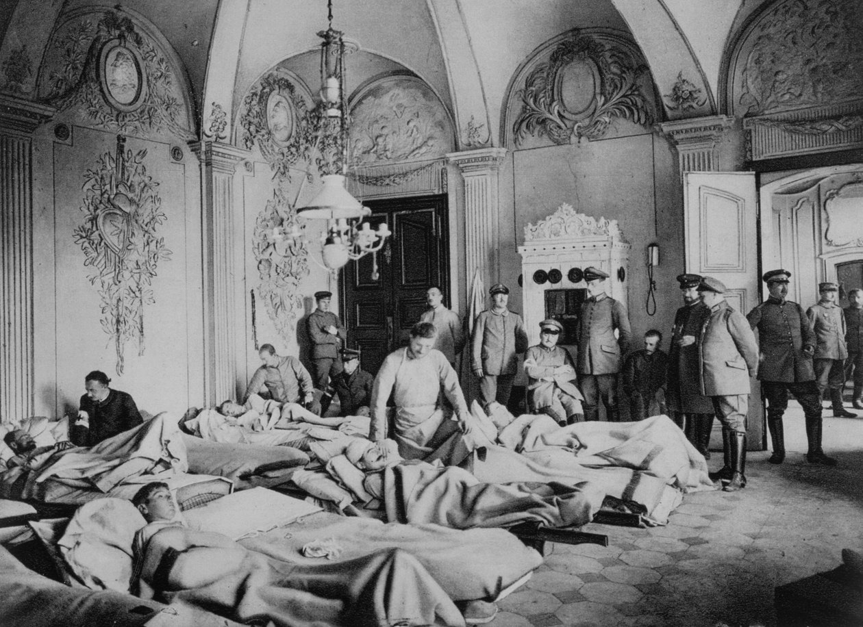 Francia és német megsebesült egy kastélyban Franciaországban, I. világháború, 1915 alkotó: Unbekannt