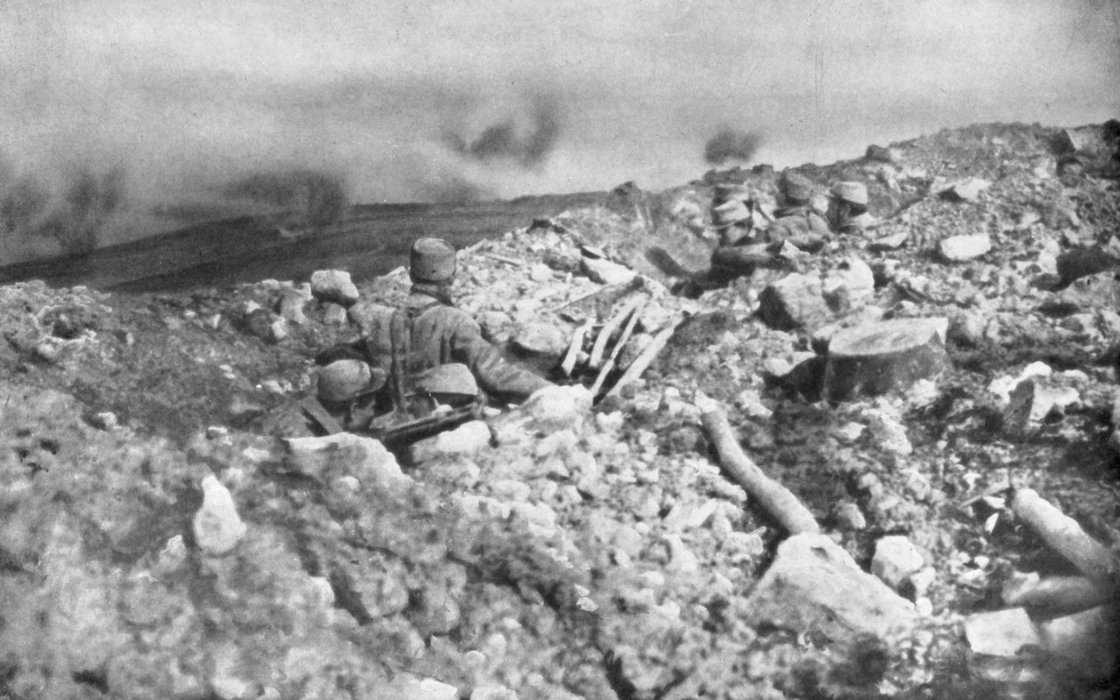 Francia tüzérségi támadás az Eparges-hátságon, Verdun közelében, Franciaországban, 1915. augusztus 2. alkotó: Unbekannt
