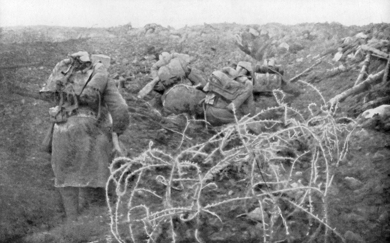 Francia gyalogos támadás az Eparges-gerincen, Verdun közelében, Franciaországban, 1915. augusztus 2. alkotó: Unbekannt