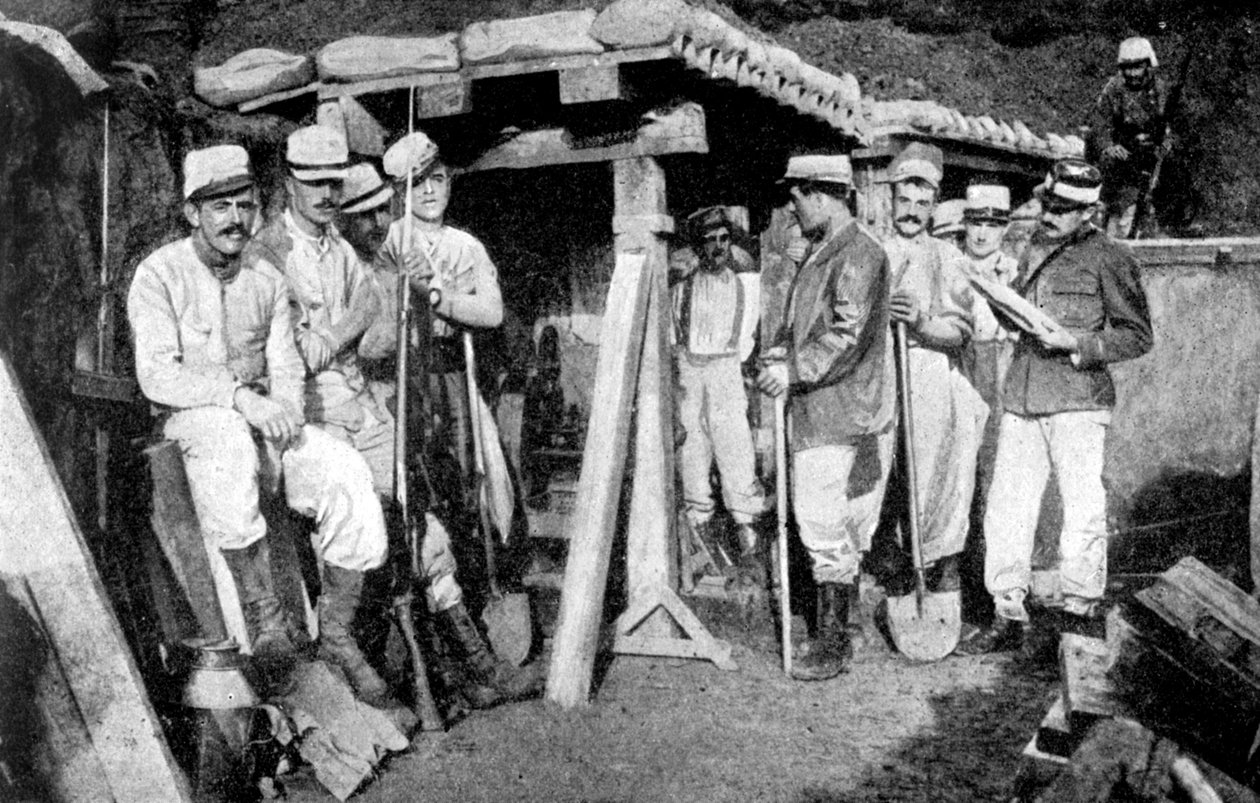 Aknákat lerakó francia sappers, Franciaország, első világháború, 1914 alkotó: Unbekannt