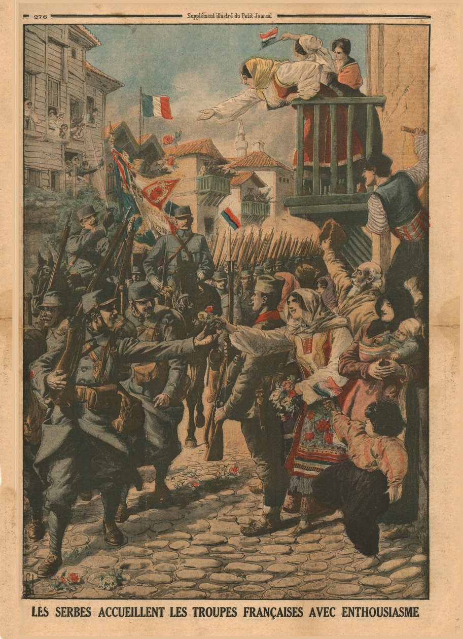A szerbek lelkesen fogadják a francia csapatokat, 1915. alkotó: Unbekannt