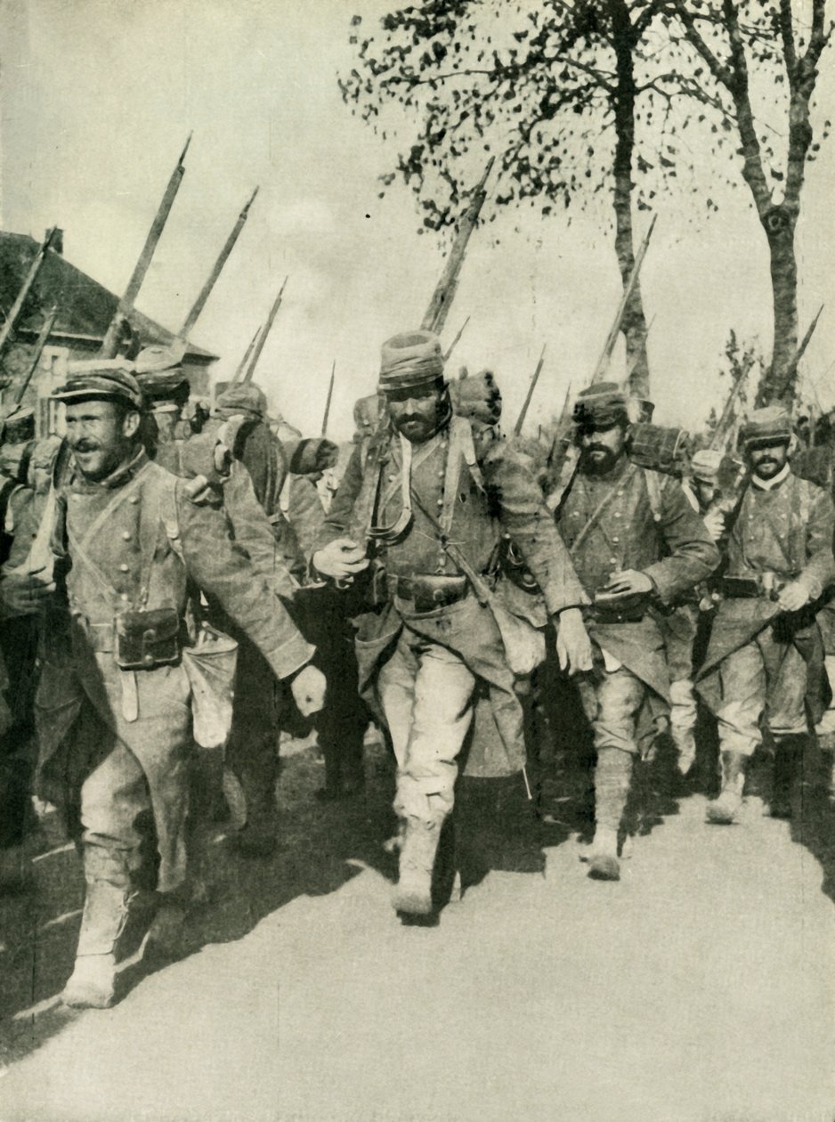 Francia csapatok menet közben, első világháború, 1914-1918, c1920. alkotó: Unbekannt