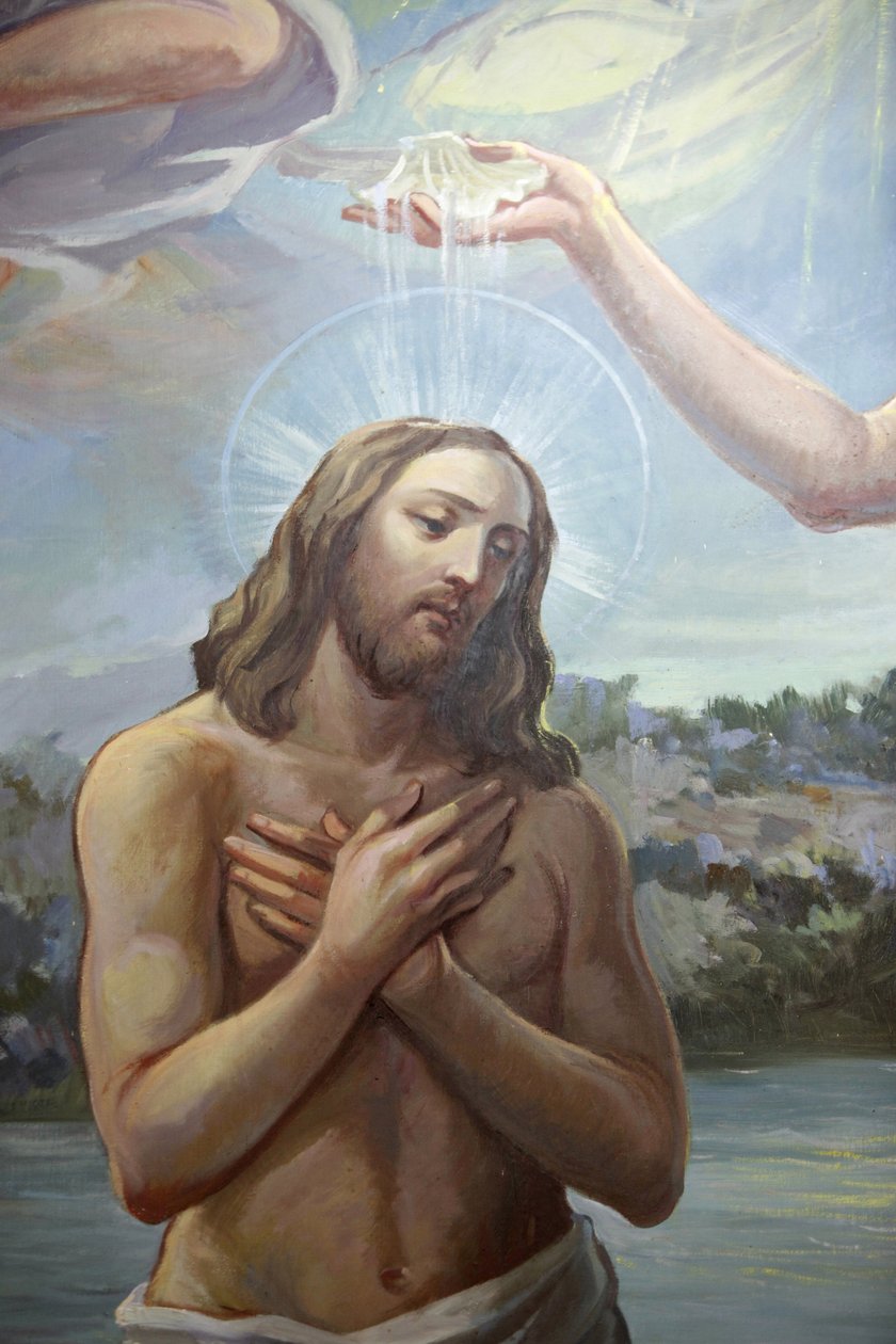 Freskó a Zollino templomban: Krisztus keresztsége, Zollino, Olaszország alkotó: Unbekannt
