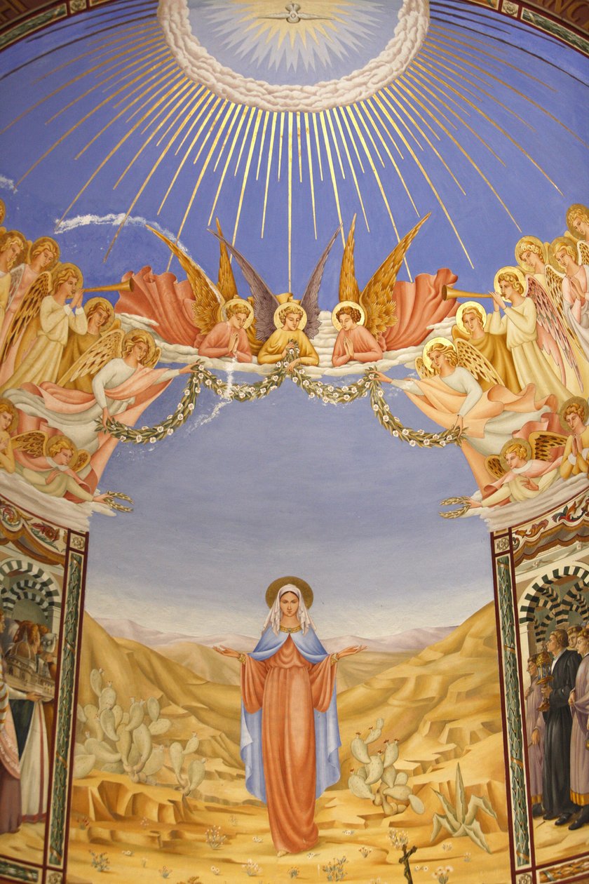 Freskó a Visitation templomban Ein Keremben, Ein Keremben, Izraelben alkotó: Unbekannt