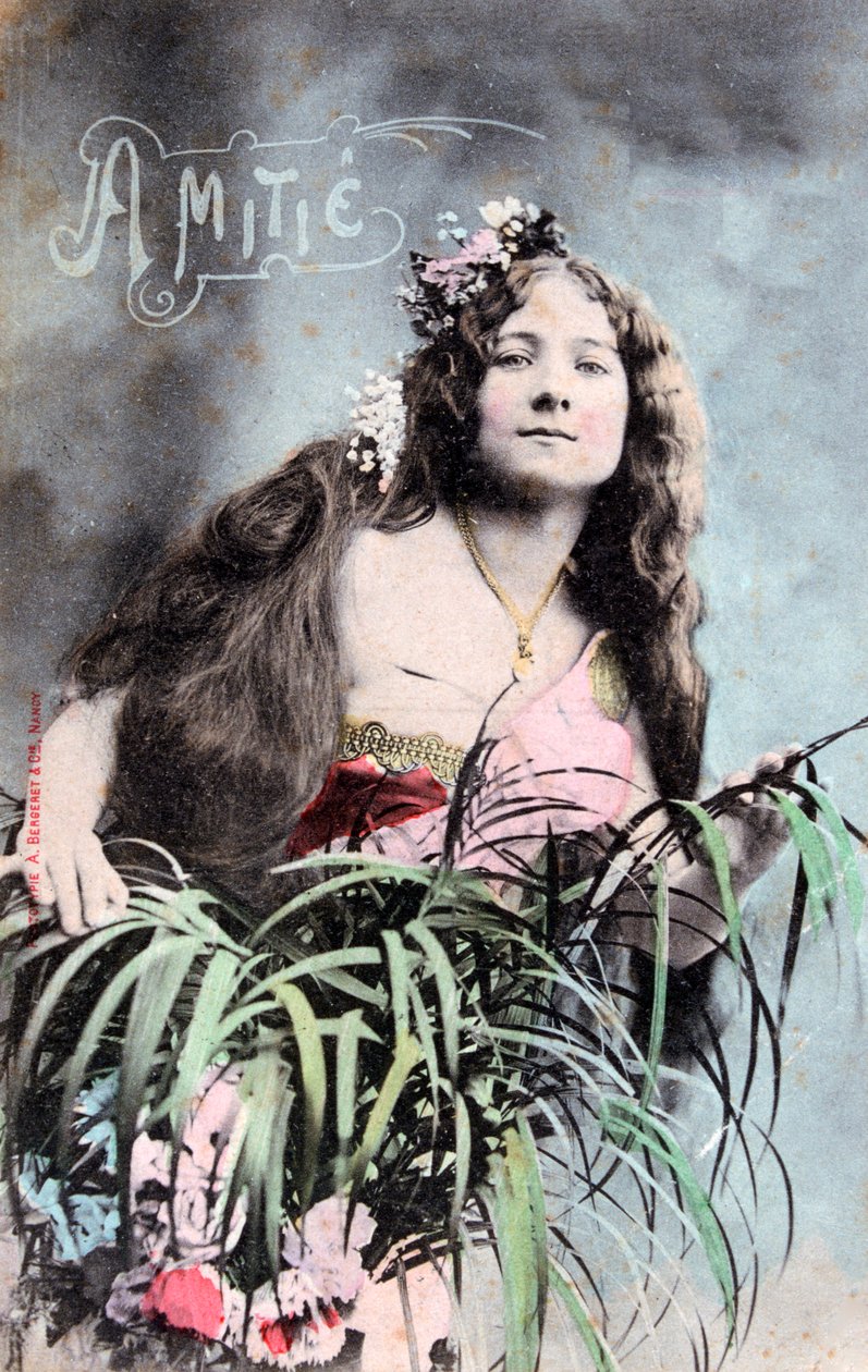 Barátság, Vintage francia képeslap, c1900 alkotó: Unbekannt