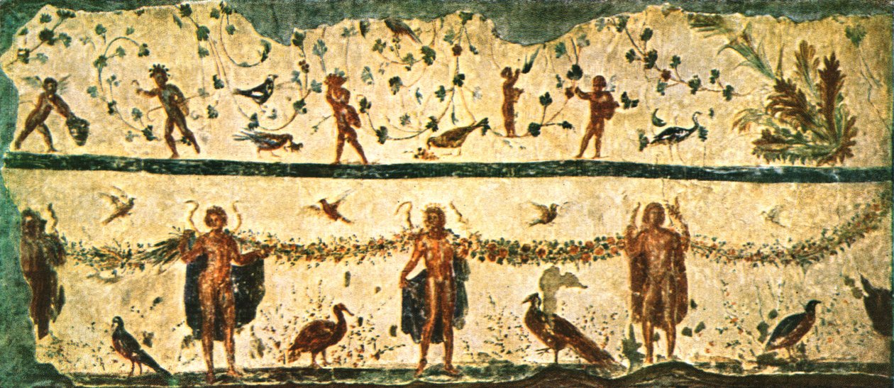 Frieze a Pammachius-ház Triclinium étkezőjében, Róma, Olaszország, 1928. alkotó: Unbekannt