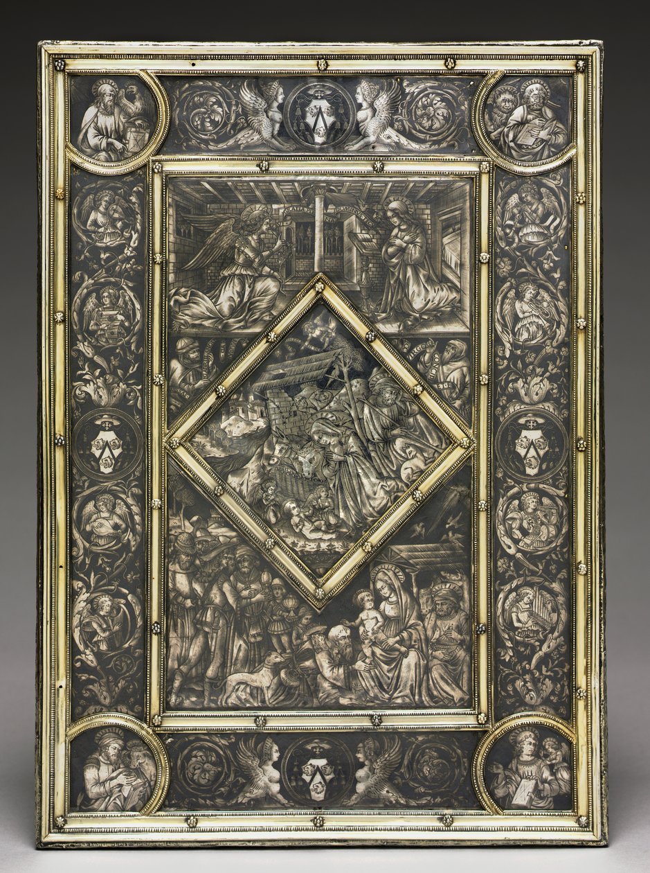 Jean La Balou francia bíboros 1421-1491 evangéliumi könyvének első borítója, c. 1467-1468. alkotó: Unbekannt