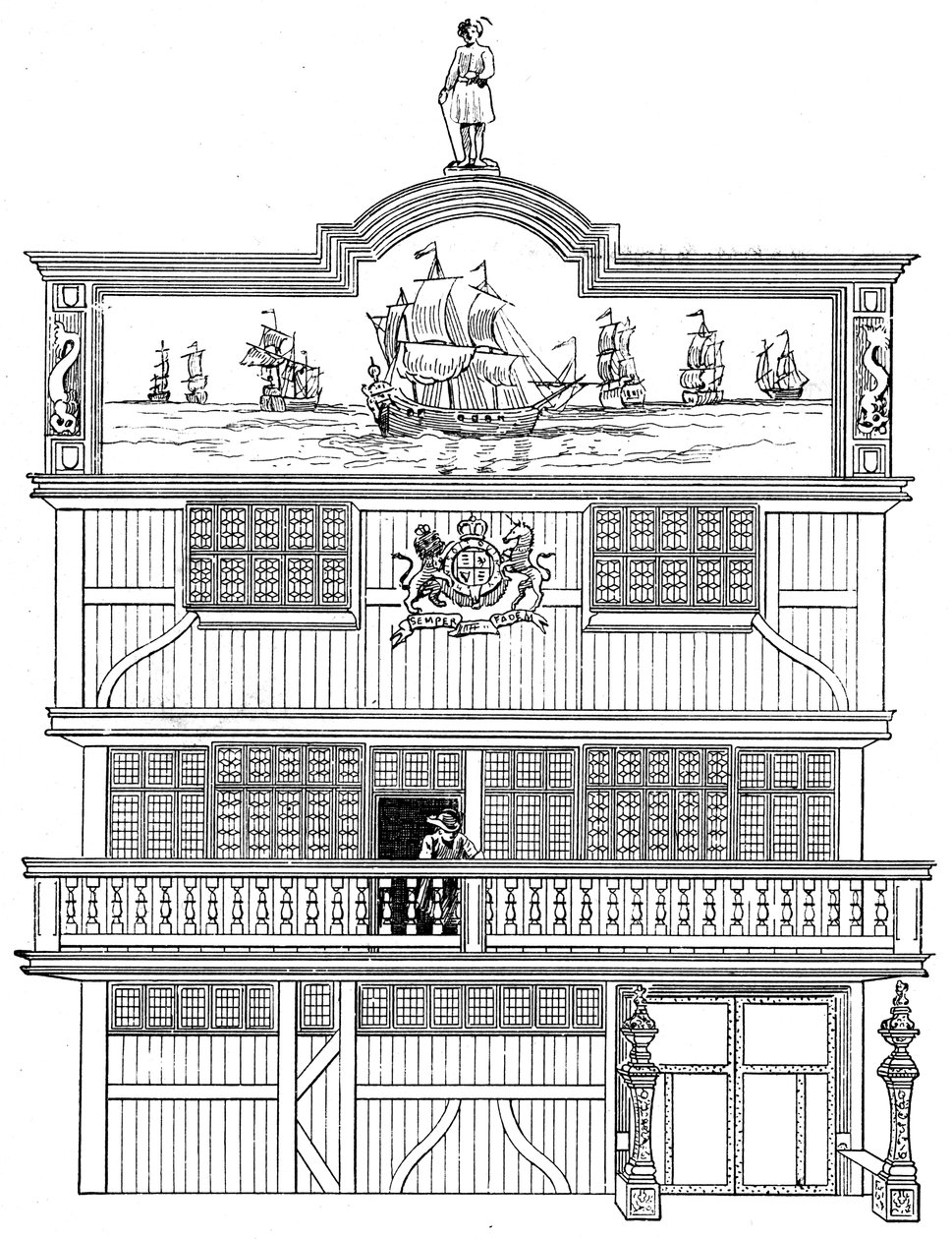 A régi kelet-indiai ház előtt, London, 1894 alkotó: Unbekannt