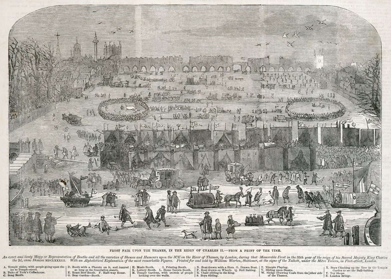 „Frost Fair on the Thames in the Reign of Charles II”, London, 1683 alkotó: Unbekannt