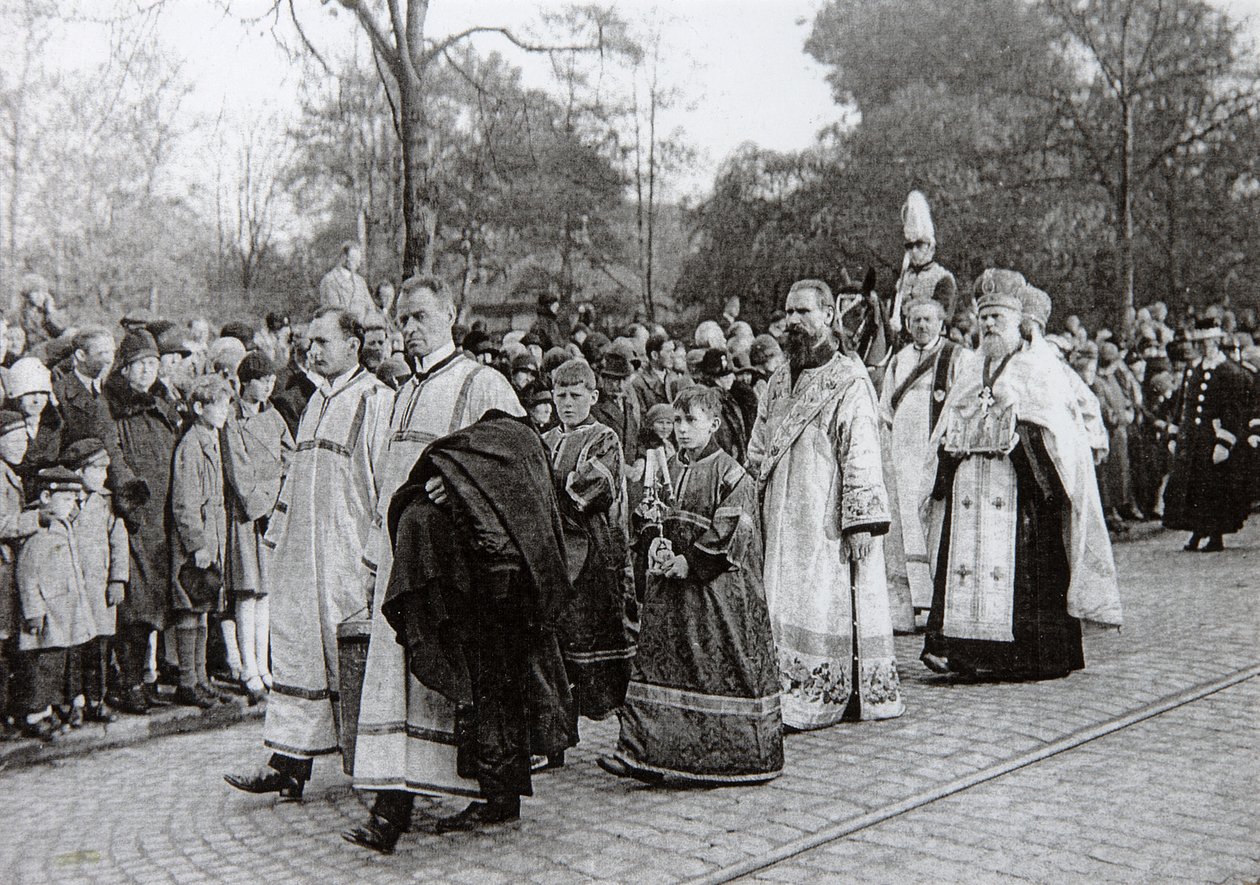 Maria Feodorovna orosz cárnő temetése, Roskilde, Dánia, 1928. október 19. alkotó: Unbekannt