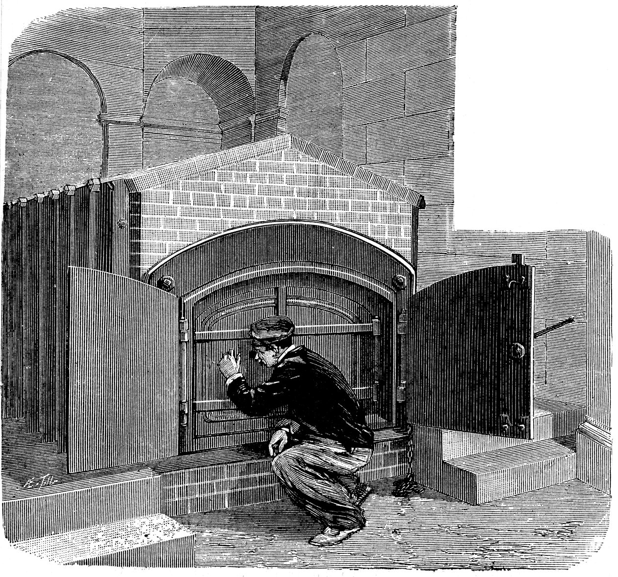 Az 1888-as párizsi Pere la Chaise krematóriumba beépítendő kemence alkotó: Unbekannt