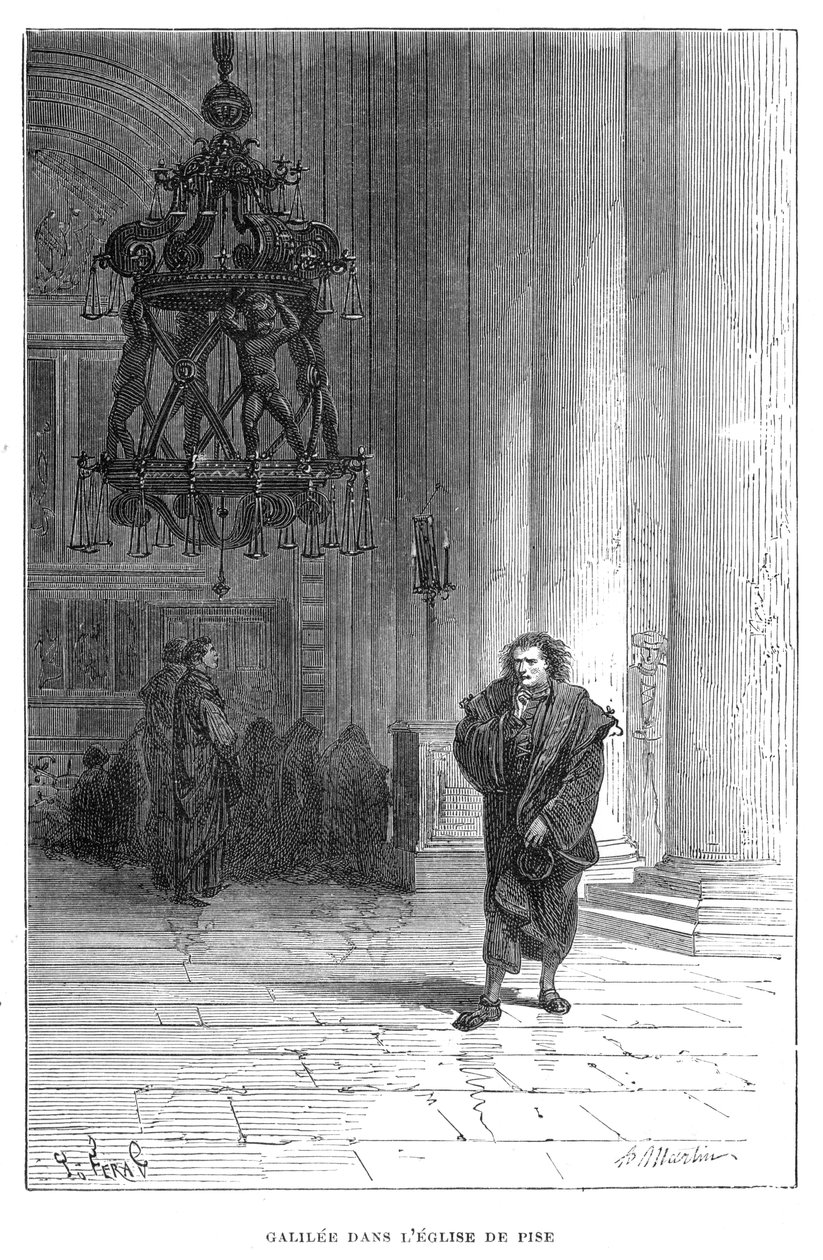Galileo megfigyeli a csillár ringását a pisai katedrálisban, c1584 1870 alkotó: Unbekannt