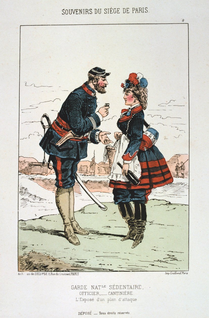 Ülő nemzeti gárda - Cantinière tiszt, Párizs ostroma, 1870-1871 alkotó: Unbekannt